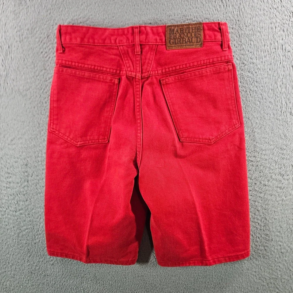 Marithe Francois Girbaud Vintage Red Denim Shorts Womens 7/8 High Rise USA VTG